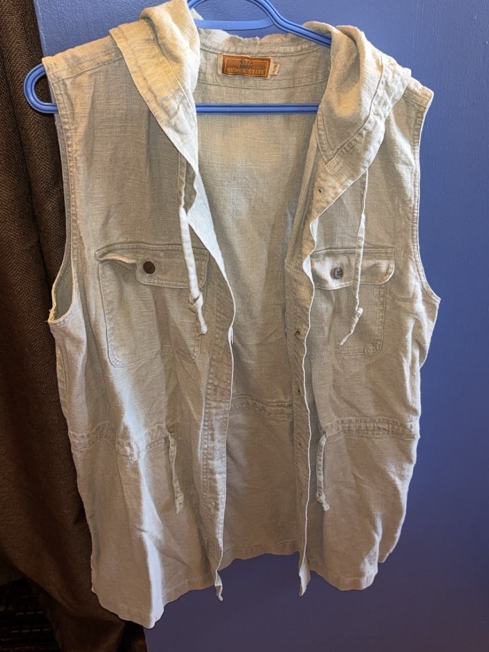 Universal Thread Sleeveless Hooded Utility Vest in Light Gray